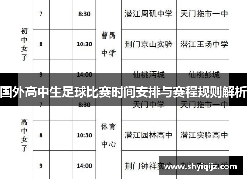 国外高中生足球比赛时间安排与赛程规则解析